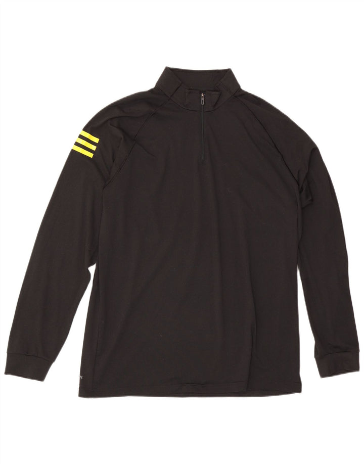Adidas Hommes Climalite Zip Neck Pull Survêtement Haut Moyen Noir