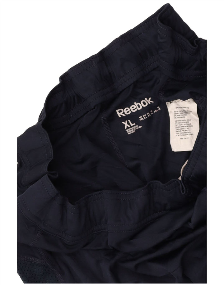 REEBOK Short de sport pour femme UK 16 Large Bleu Marine Colorblock Polyester