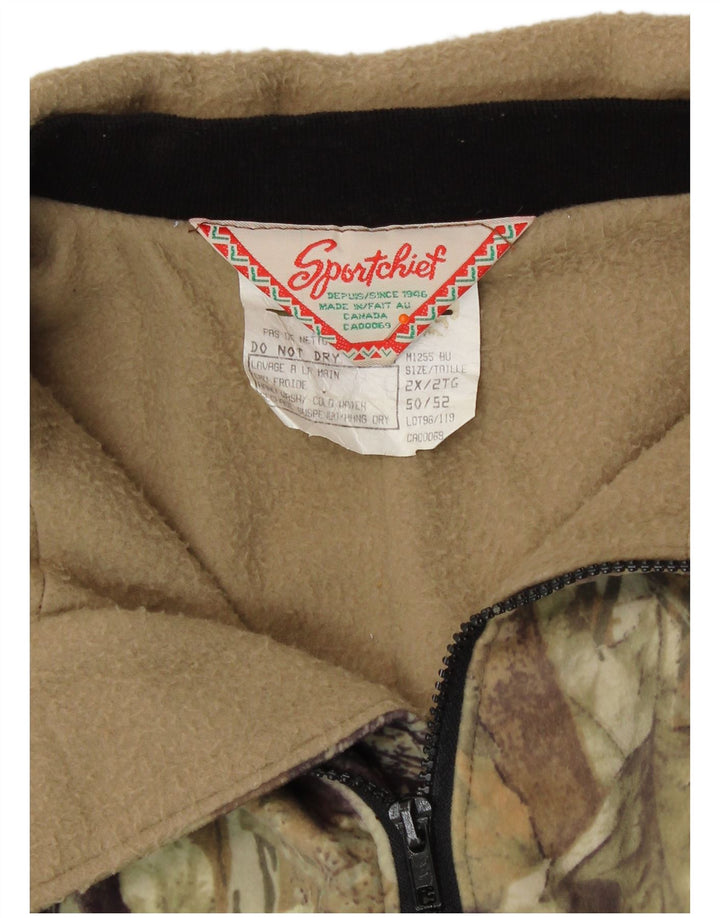 Veste coupe-vent vintage pour hommes IT 50/52 Grand polyester floral kaki