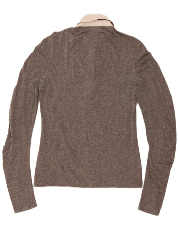 GANT Polo de rugby à manches longues pour femme UK 12 Gris moyen Coton