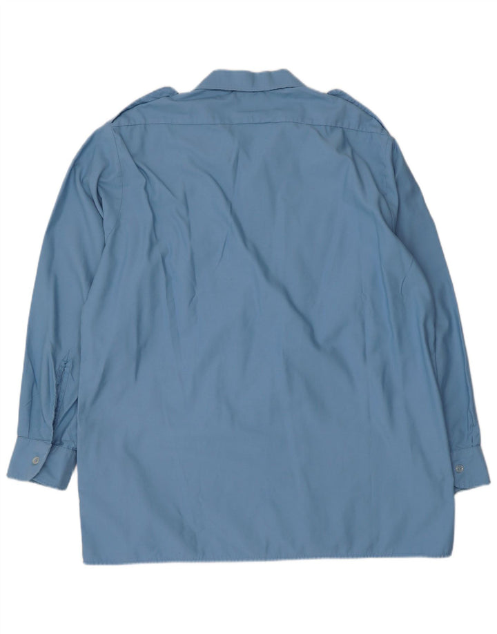 chemise militaire vintage pour homme taille 43/44 grand polyester bleu