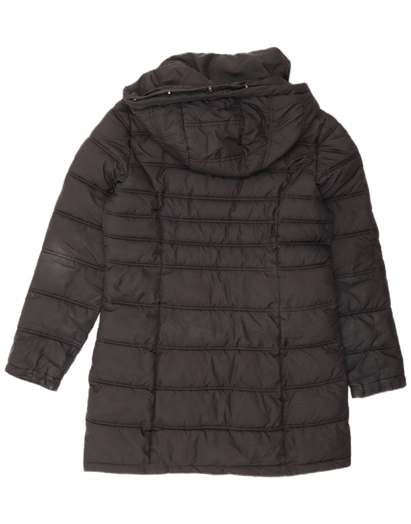 Superdry Manteau rembourré à capuche pour femme UK 12 Medium Noir Polyester