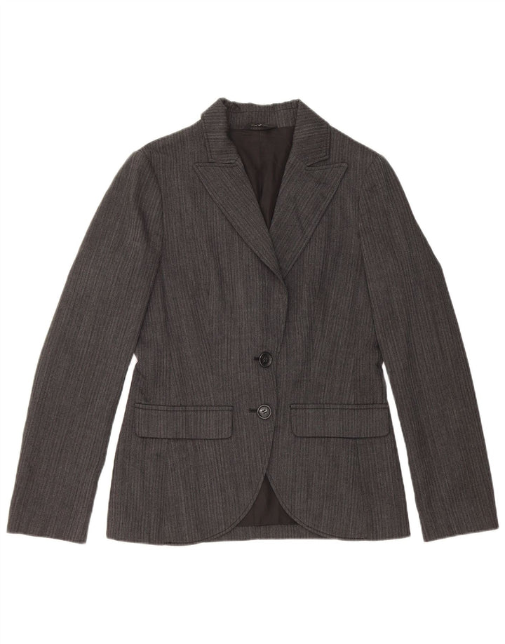 vintage Femme 2 Bouton Blazer Veste IT 42 Laine Gris Moyen