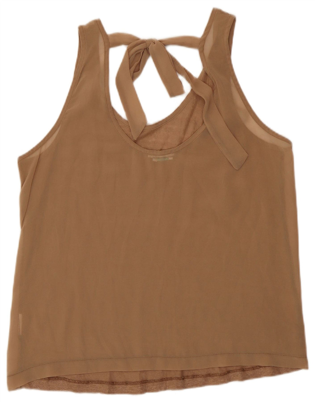 Benetton Débardeur Femme UK 12 Lin Beige Moyen