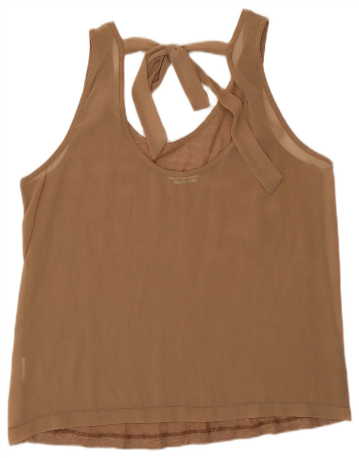 Benetton Débardeur Femme UK 12 Lin Beige Moyen