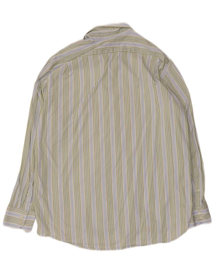 Lacoste Chemise Homme Taille 44 XL Coton Rayé Bleu