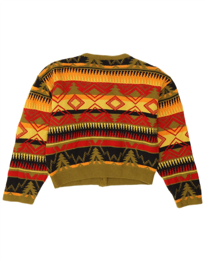 Byblos Womens Crop Cardigan Sweater IT 40 Small Multicolore Géométrique
