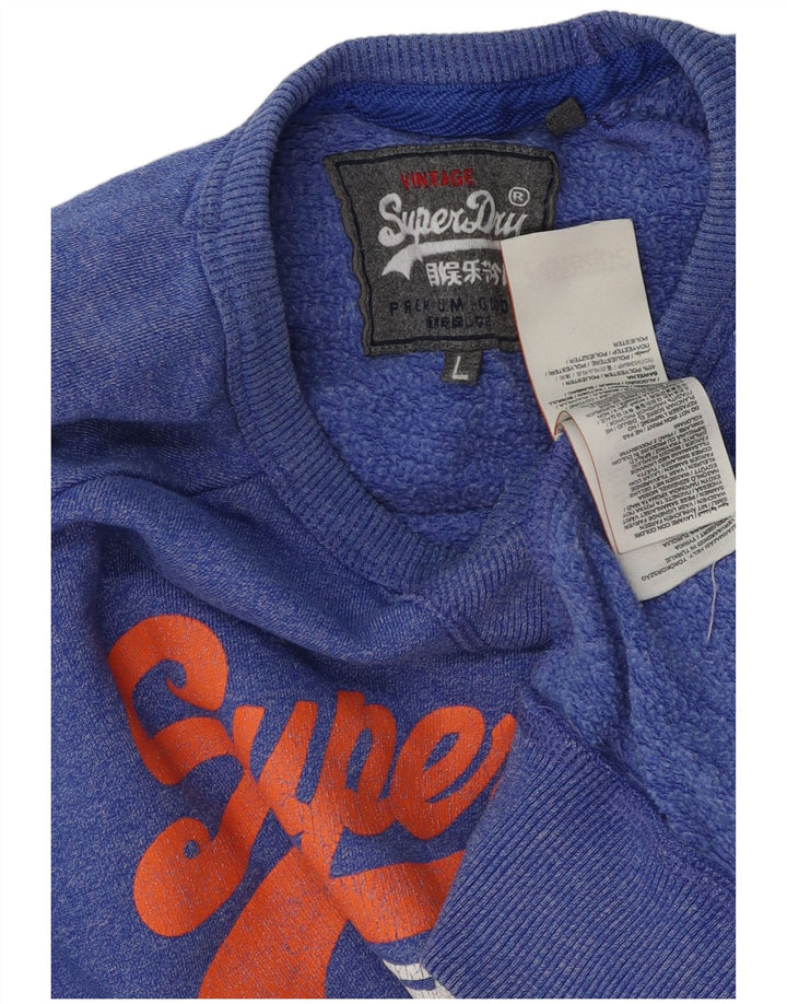 Superdry Homme Graphic Sweatshirt Jumper Grand Bleu Coton