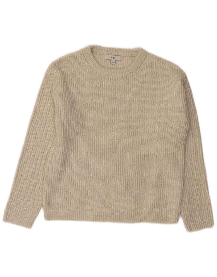 Marks & Spencer Pull à col rond pour homme Petit polyester blanc cassé