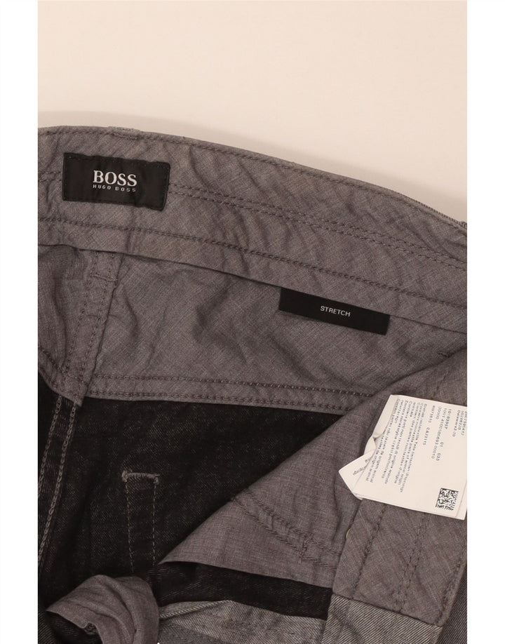 HUGO BOSS Pantalon décontracté droit W30 L28 Homme Gris Coton