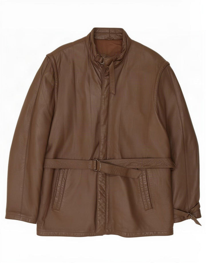 veste en cuir homme vintage UK 40 Grand Marron