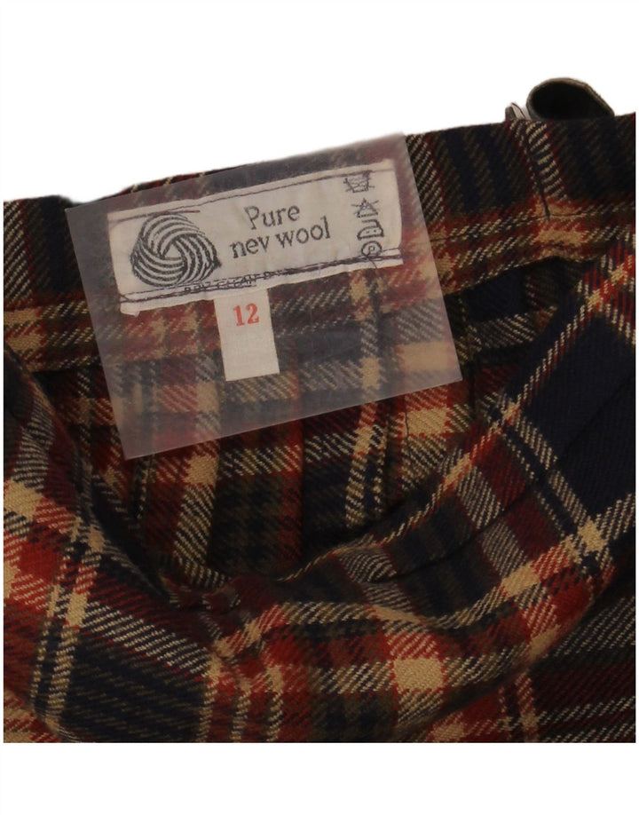 vintage Womens Wrap Jupe UK 12 Medium W27 Multicolore Plaid Virgin Wool