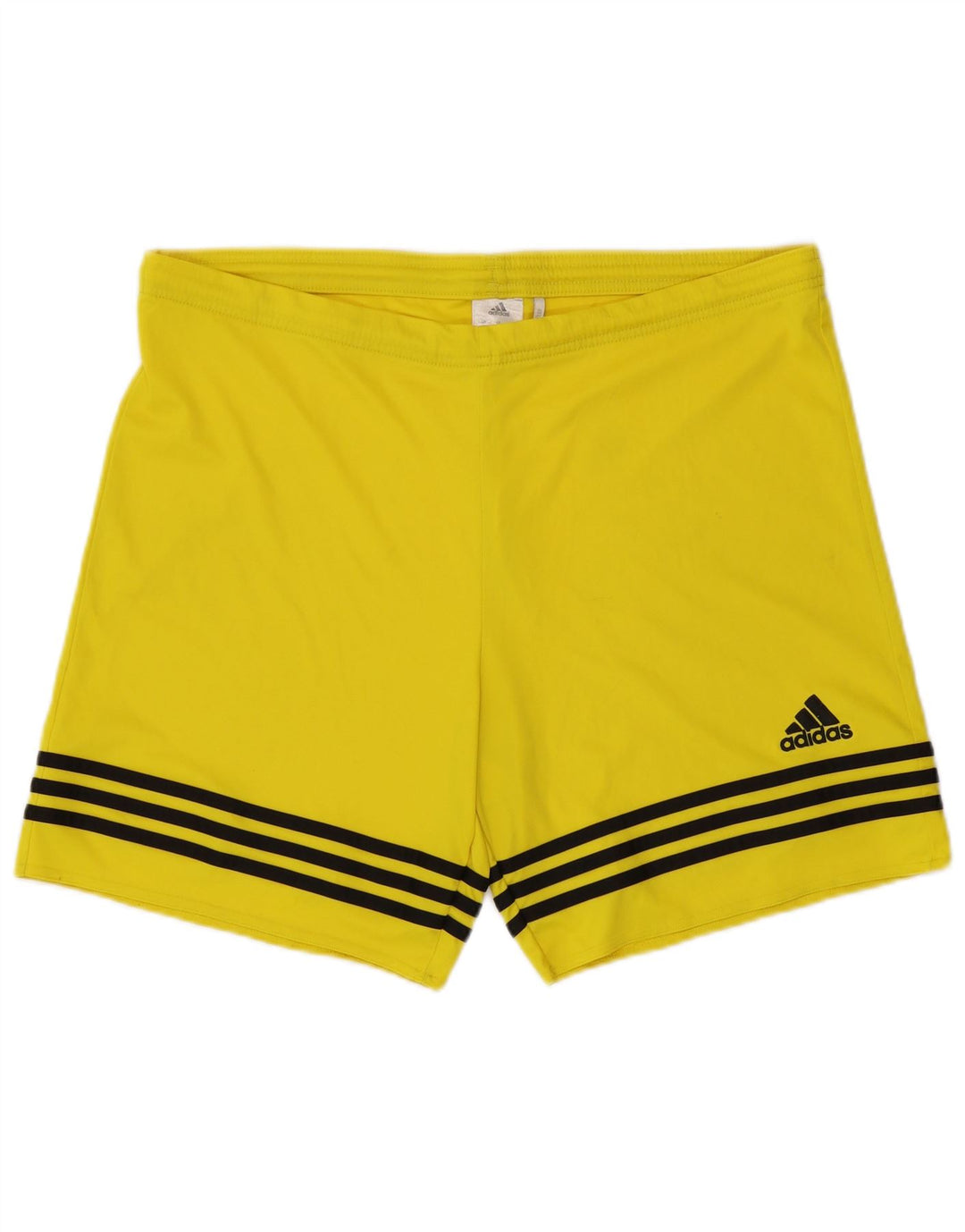 Adidas Short de sport pour homme en polyester à rayures jaunes