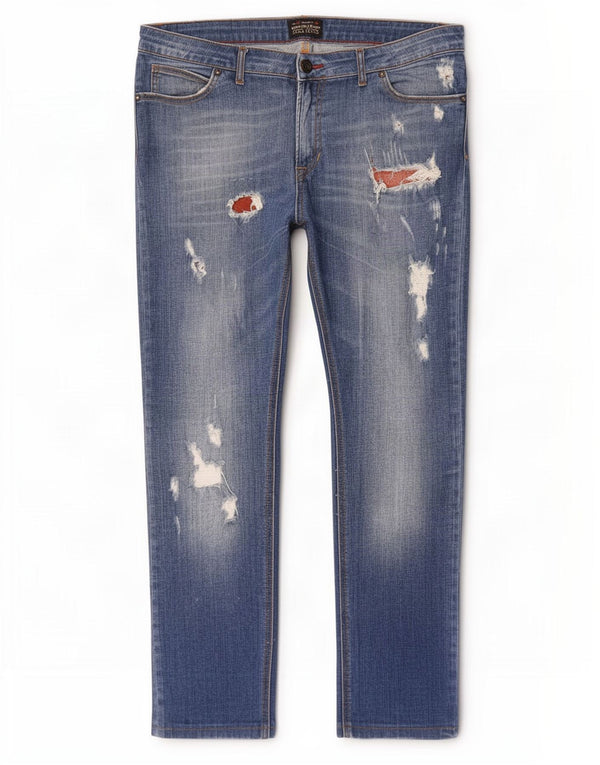Zara Jean slim vieilli pour homme EU 46 XL W36 L30 Bleu
