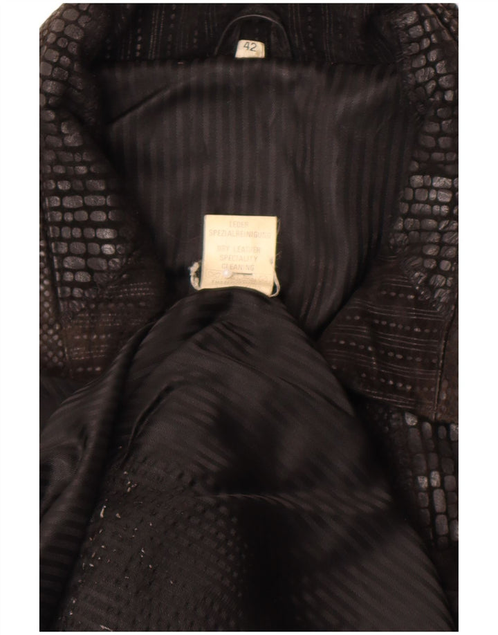 vintage Femmes Surdimensionné Suède Pardessus IT 42 Cuir Marron Moyen