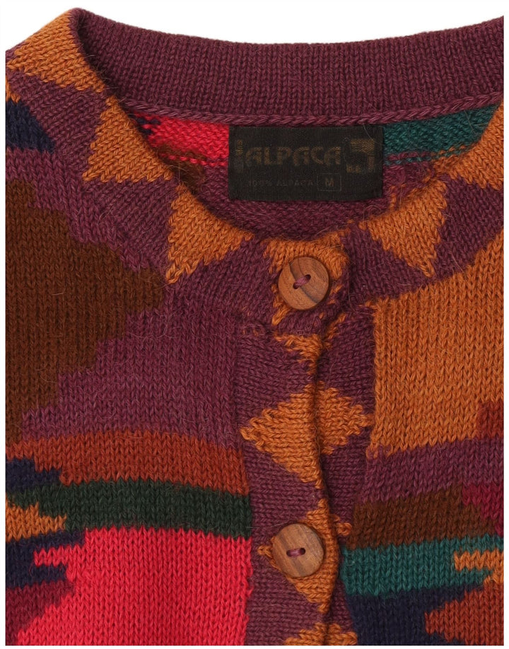 vintage Womens Cardigan Sweater UK 14 Moyen Multicolore Géométrique