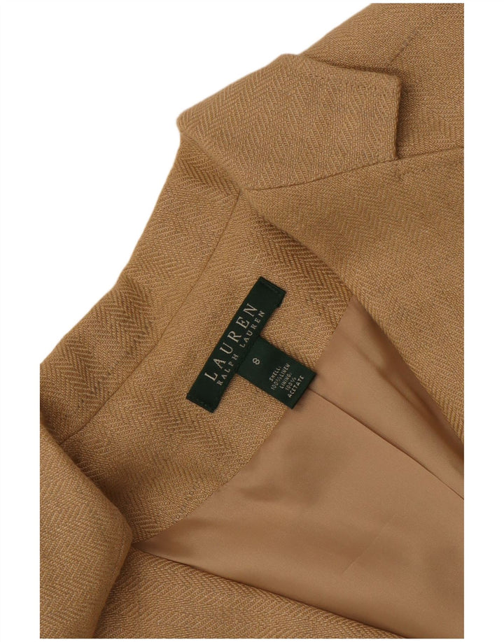 Ralph Lauren Veste blazer à 2 boutons pour femme US 8 à chevrons beige moyen