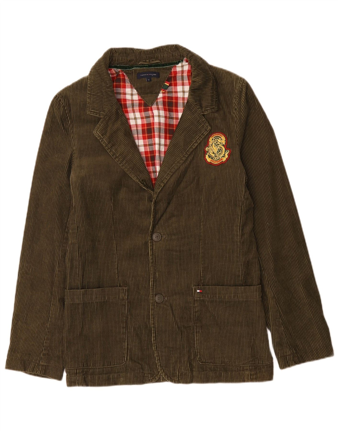 Tommy Hilfiger Veste blazer en velours côtelé à 2 boutons pour garçon 15-16 ans Kaki