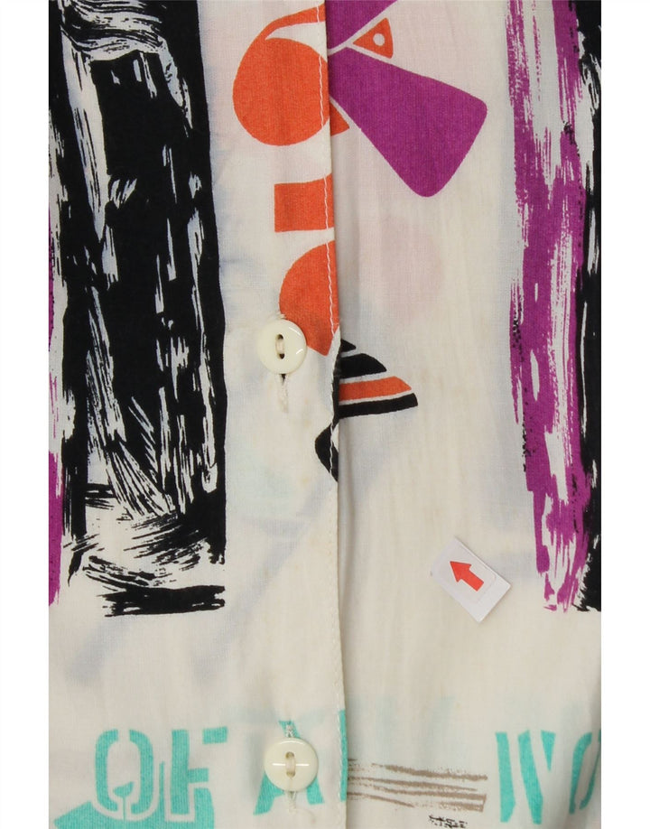chemise graphique femme vintage UK 14 Grand patchwork multicolore