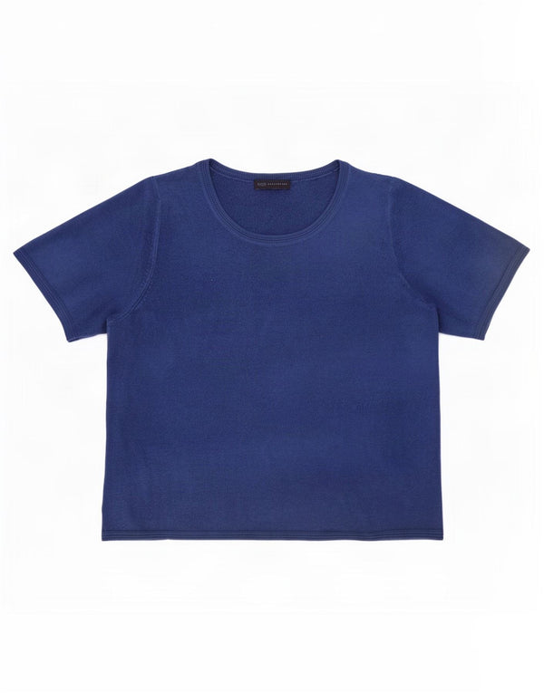 Marks & Spencer Pull à manches courtes et col bateau pour femme UK 20 2XL Bleu