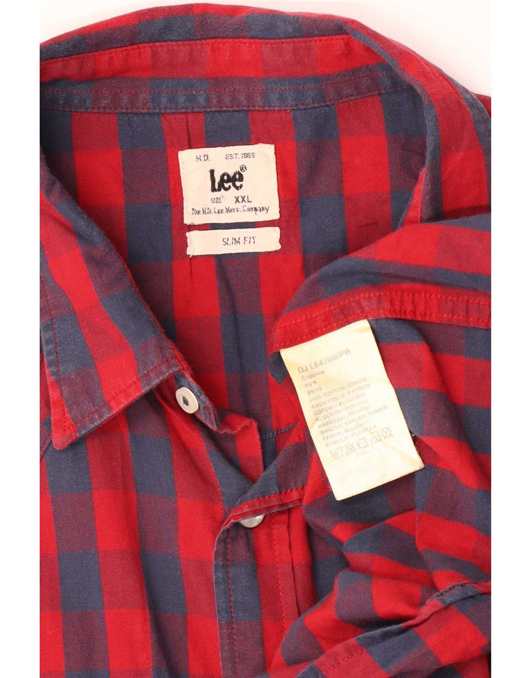 Lee Chemise Slim Fit pour Hommes 2XL Coton à Carreaux Rouge