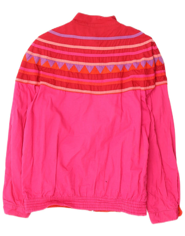 Vintage Womens Reversible Bomber Jacket UK 12 Medium Pink Geometric