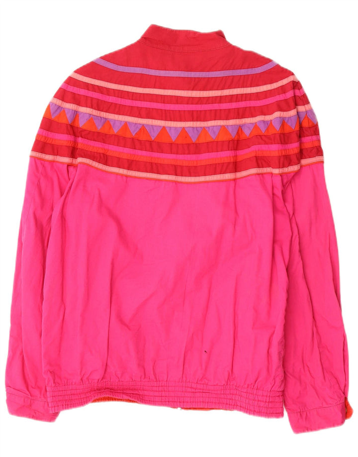 vintage Femme Réversible Bomber Jacket UK 12 Moyen Rose Géométrique