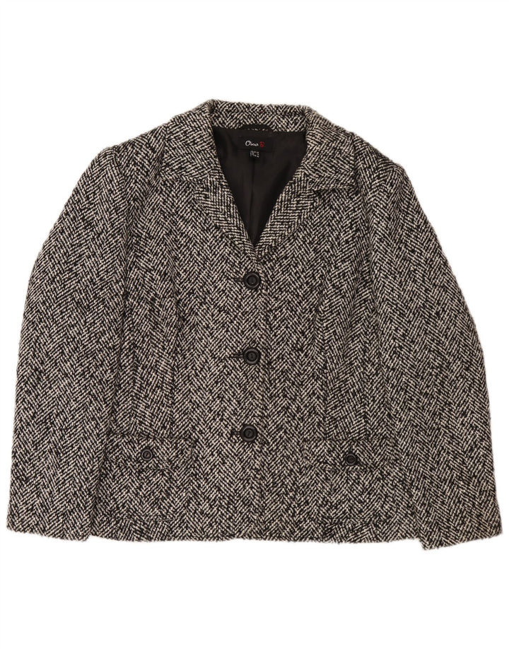 Oscar B Veste Blazer 3 Boutons Femme UK 18 XL Chevron Noir Polyester