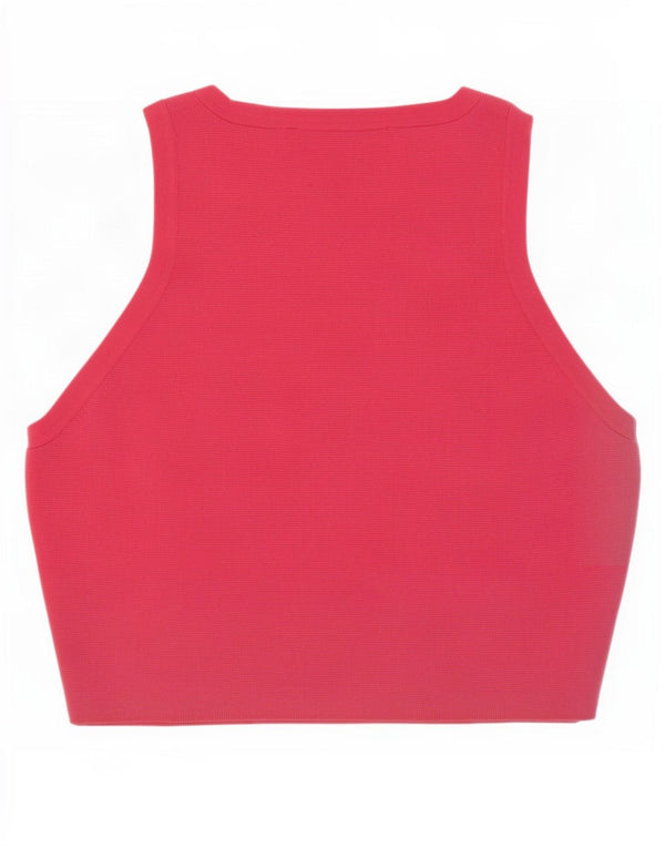 Zara Womens Crop Débardeur UK 12 Rose Moyen