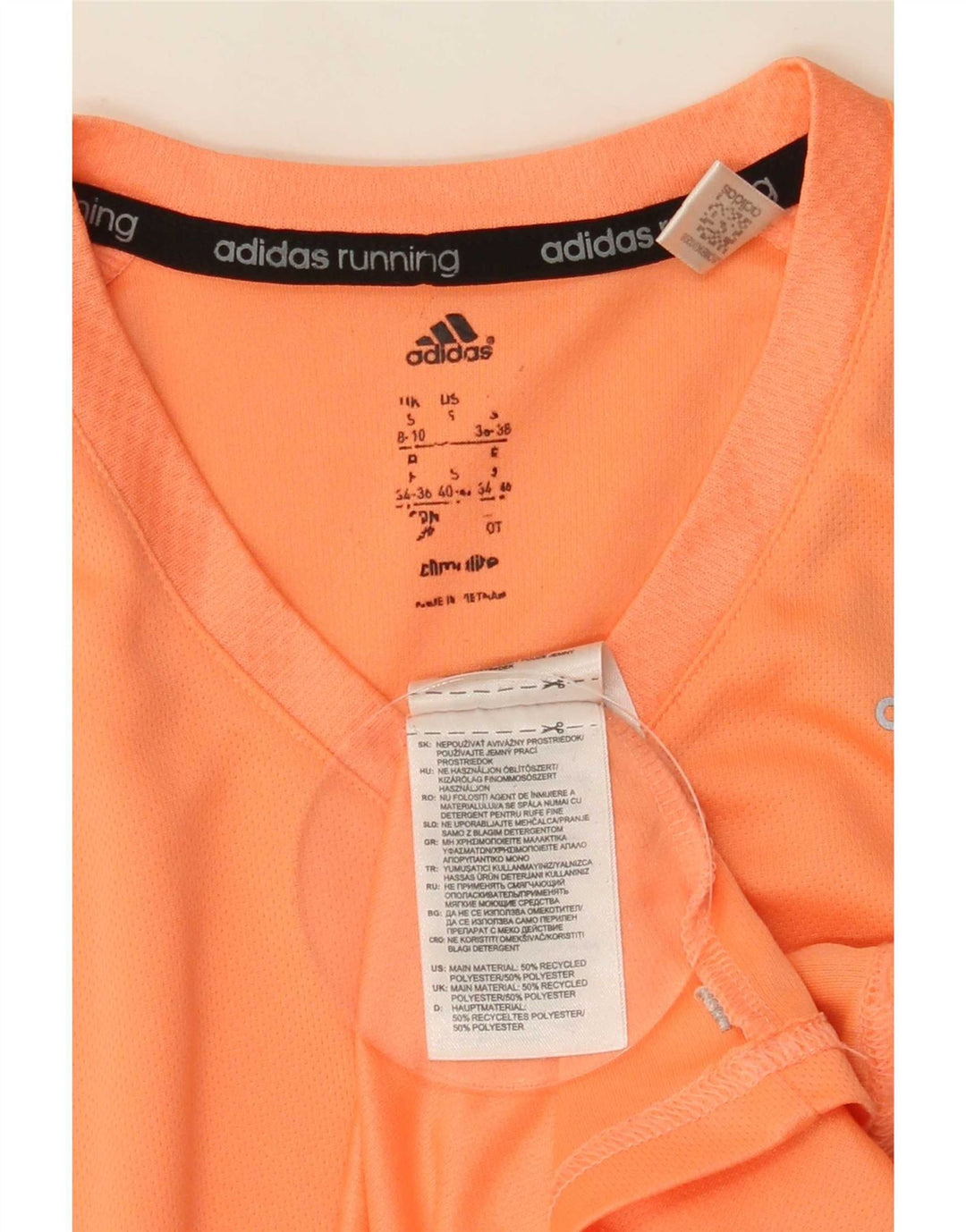 Adidas Climalite T-Shirt Top UK 8/10 Petit Orange Polyester