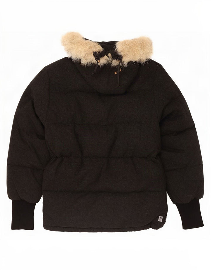 Moncler Veste rembourrée à capuche pour homme UK 36 Petite laine noire