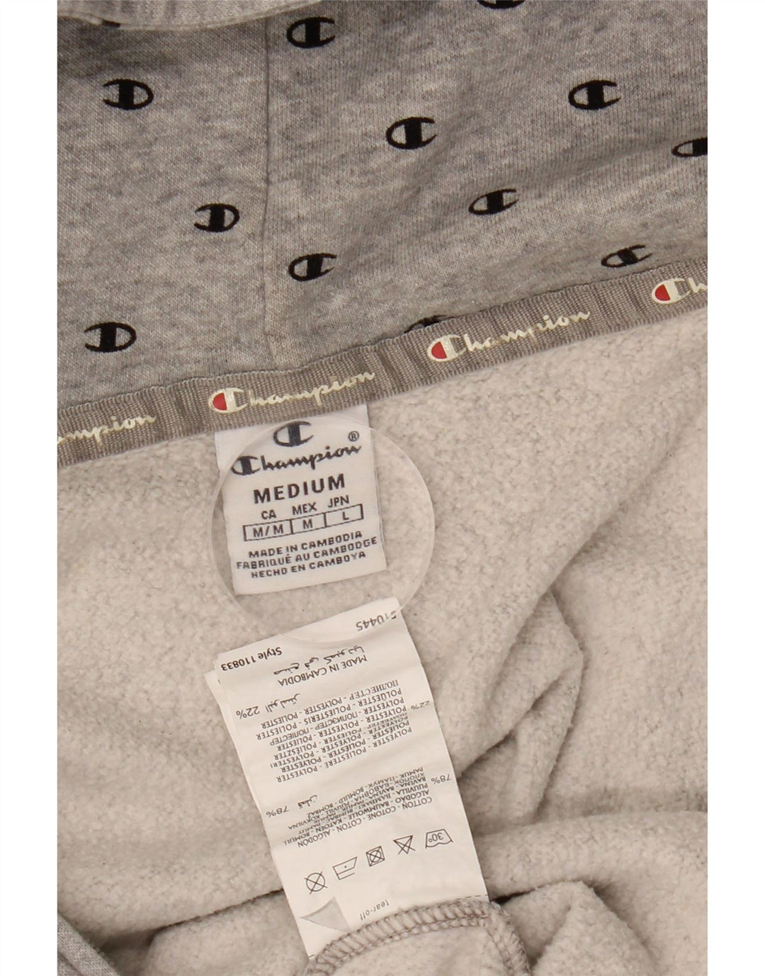 CHAMPION Pull à capuche zippé pour femme UK 12 Coton moucheté gris moyen