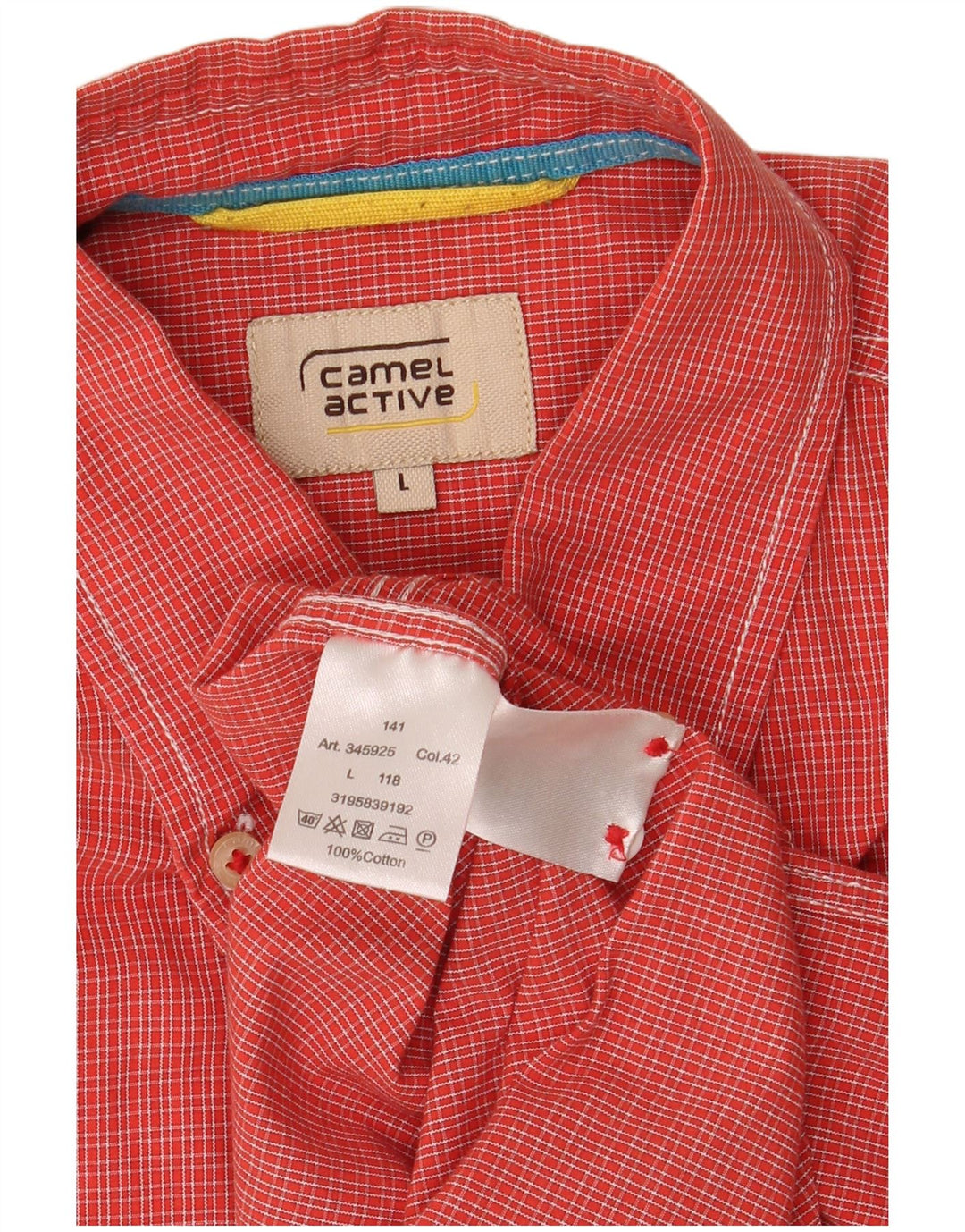 Camel Active Chemise à manches courtes pour homme en coton à carreaux rouges