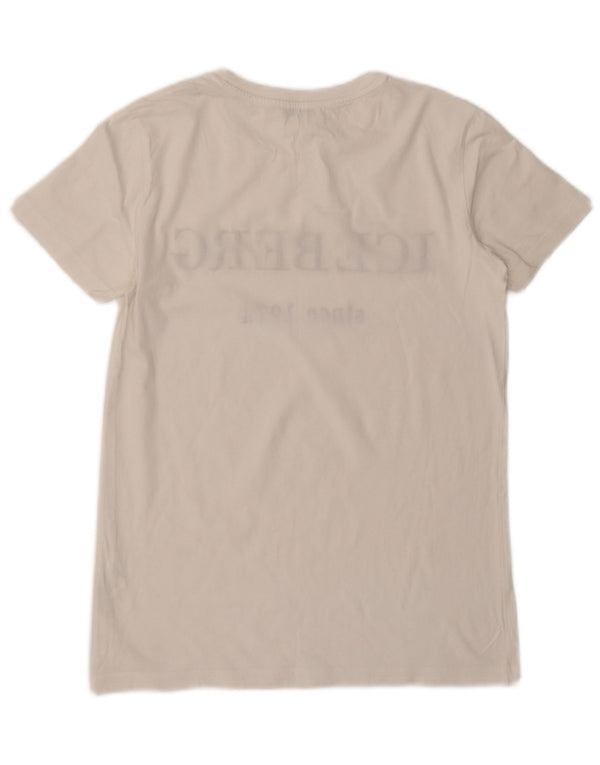 Iceberg Womens Graphic T-Shirt Top EU 38 Small White Cotton