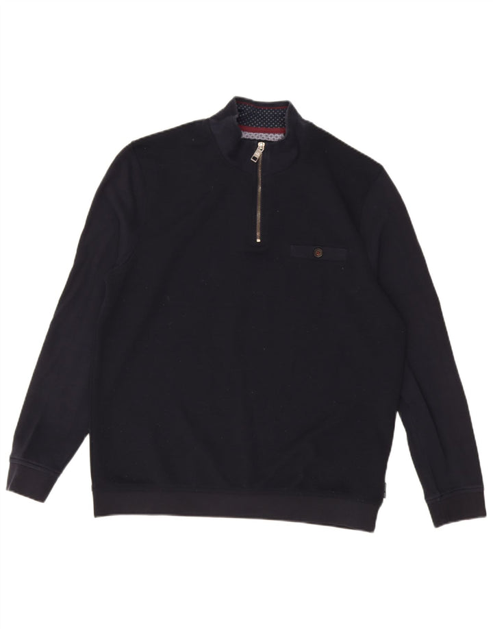 Ted Baker Sweat-shirt à col zippé pour homme Taille 4 Grand Bleu marine Polyester