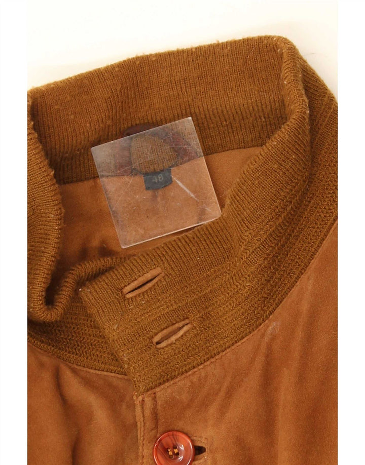 Veste Bomber En Daim Vintage Homme IT 48 Marron Moyen