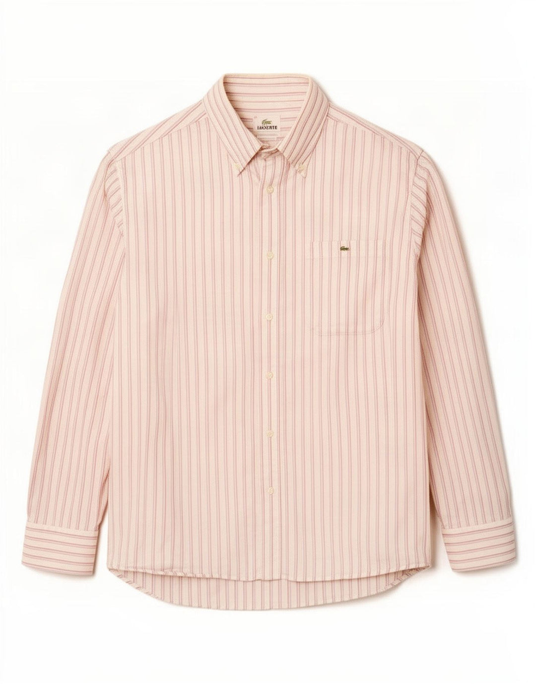 Lacoste Chemise Homme Taille 40 Coton Rayé Blanc Moyen
