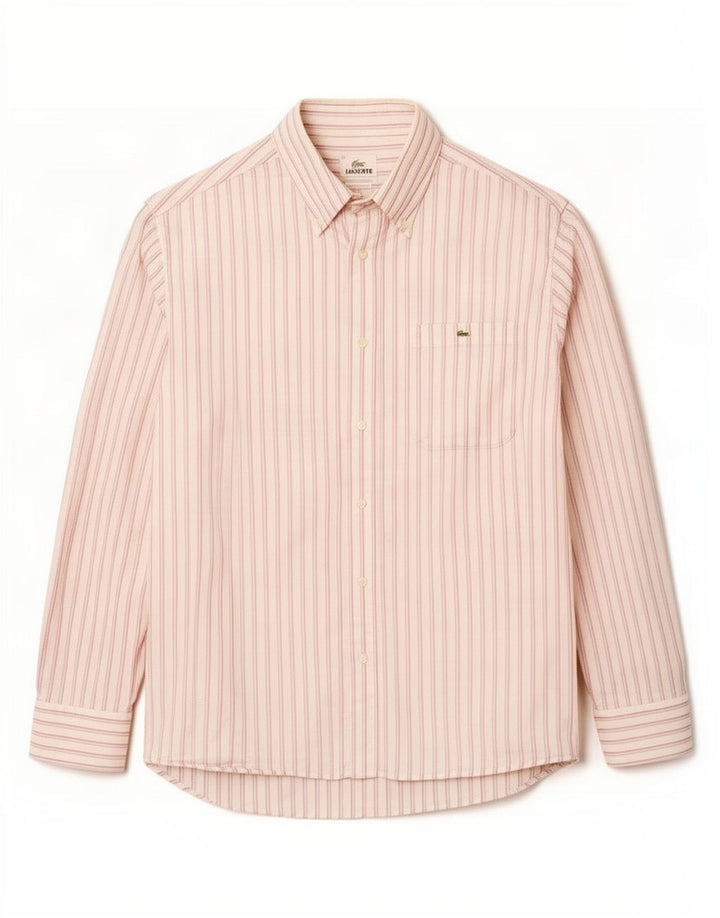 Lacoste Chemise Homme Taille 40 Coton Rayé Blanc Moyen