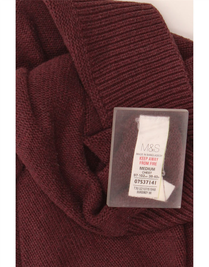 Marks & Spencer Pull à col châle pour homme en coton bordeaux moyen