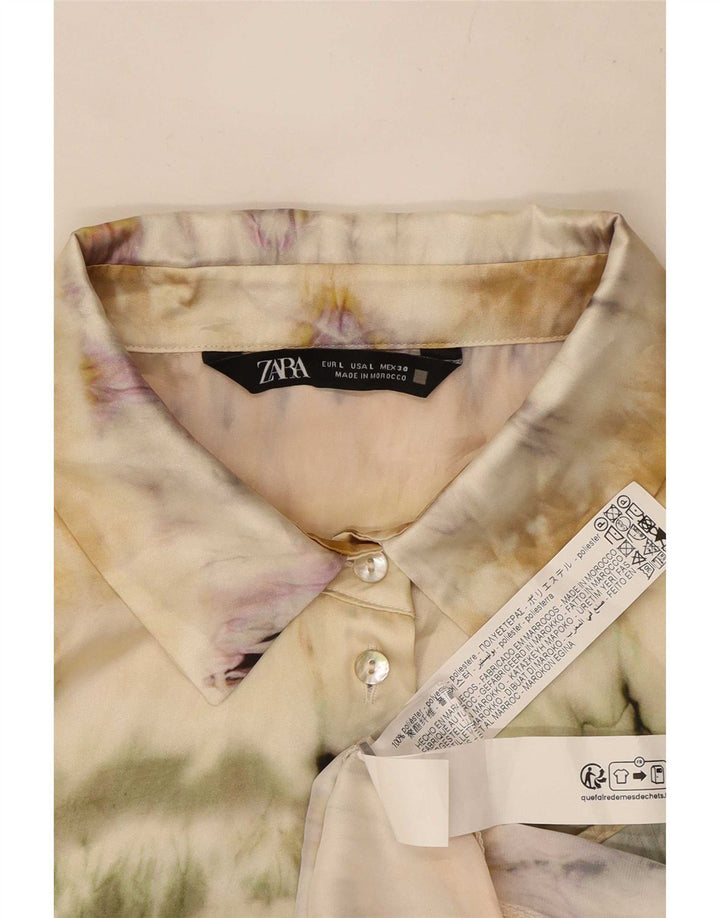 Zara Womens Shirt Blouse UK 16 Large Multicolore Tie Dye Polyester