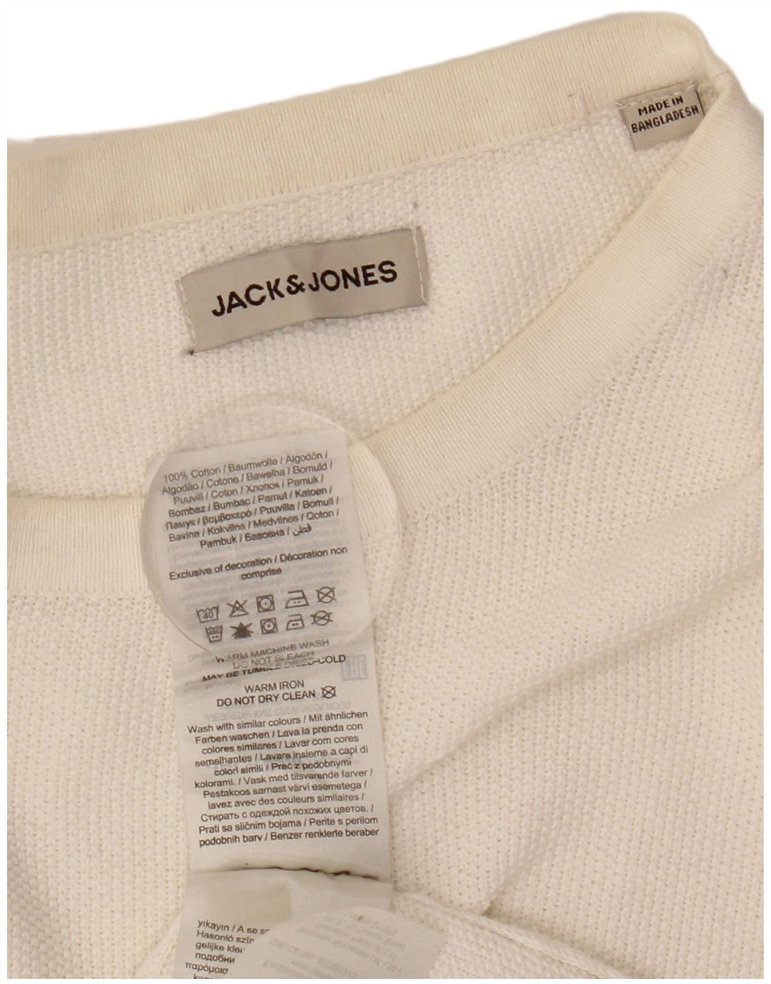Jack & Jones Pull à col rond pour homme en coton blanc Large