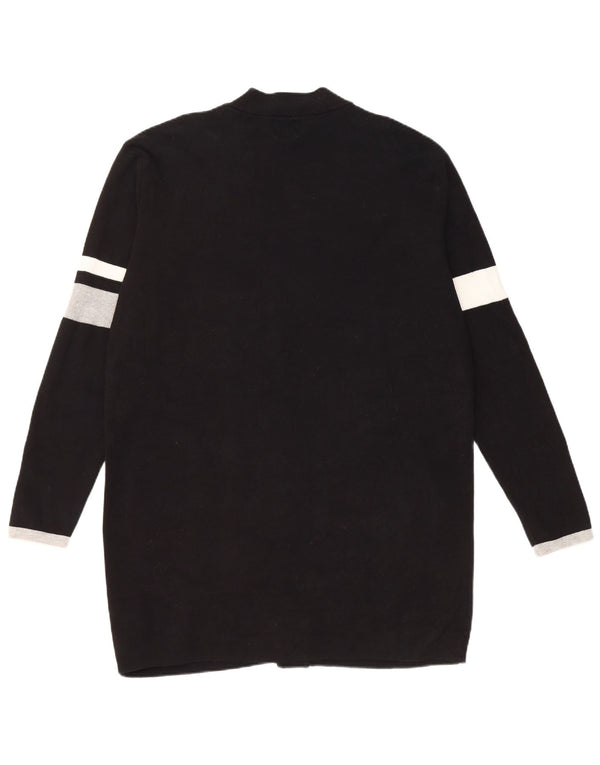 Zara Womens Longline Cardigan Sweater EU 42 Large Noir Colorblock Coton