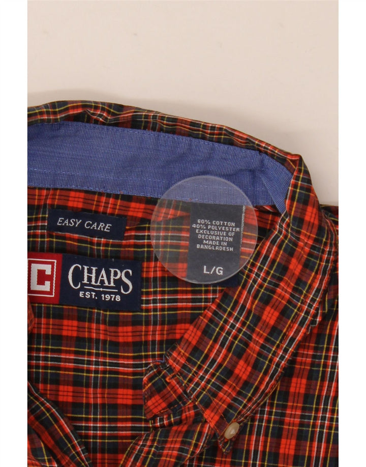 Chaps Chemise Homme Grand Carreau Orange Coton