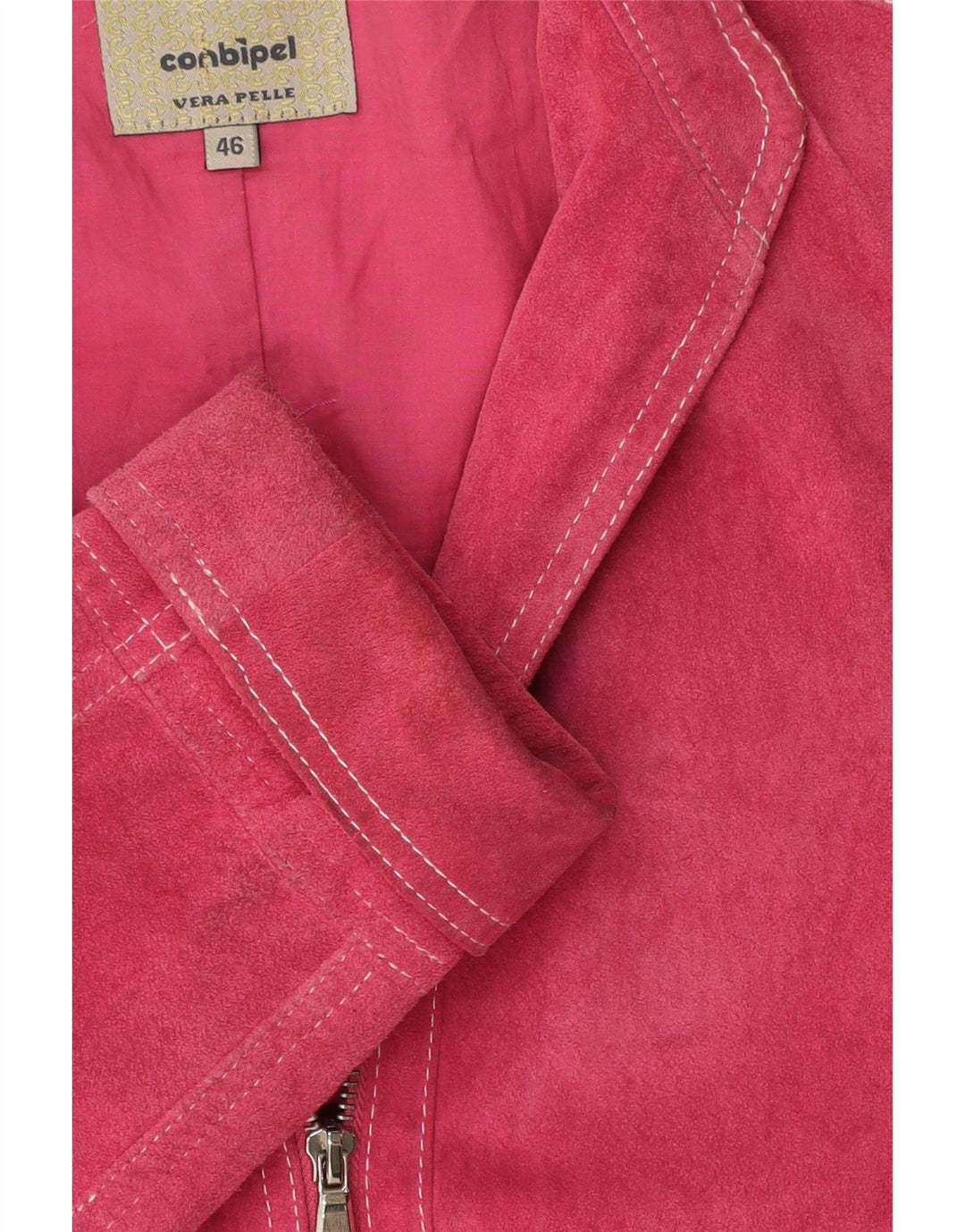 Conbipel Veste En Daim Femme IT 46 Grand Cuir Rose
