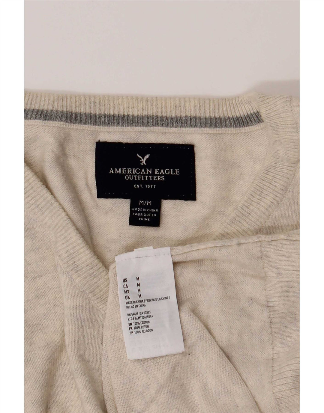 American Eagle Outfitters Pull col V pour homme Beige moyen moucheté