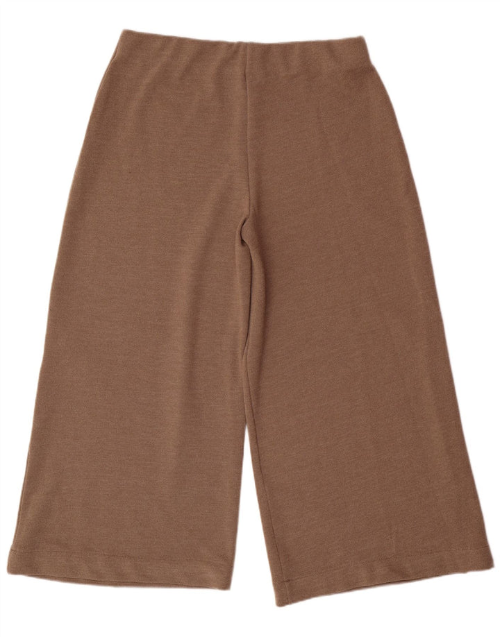 ZARA Womens Wide Leg Cropped Trousers Large W30 L25 Beige Polyester