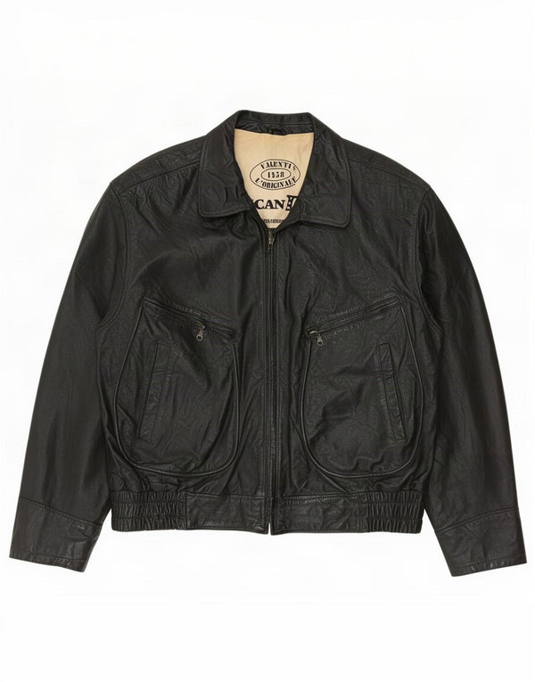 veste en cuir homme vintage IT 56 3XL Noir