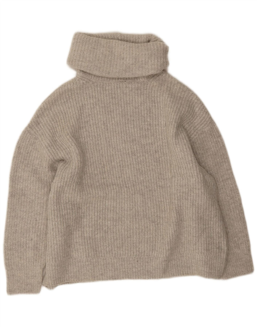 Zara Pull surdimensionné à col roulé pour femme UK 10 Petit Acrylique Gris