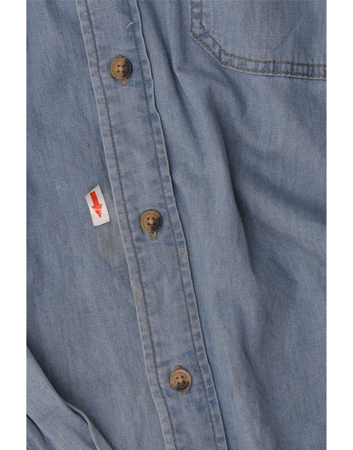 Wrangler Chemise en jean coupe droite pour homme en coton bleu moyen