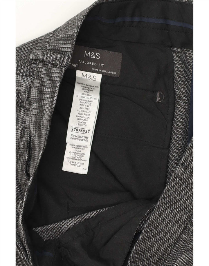 Marks & Spencer Pantalon de costume coupe ajustée pour homme W34 L28 Gris Polyester